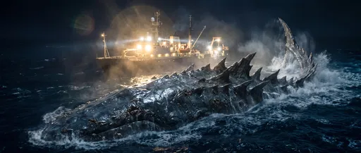 Colossal Sea Monster Near Research Vessel