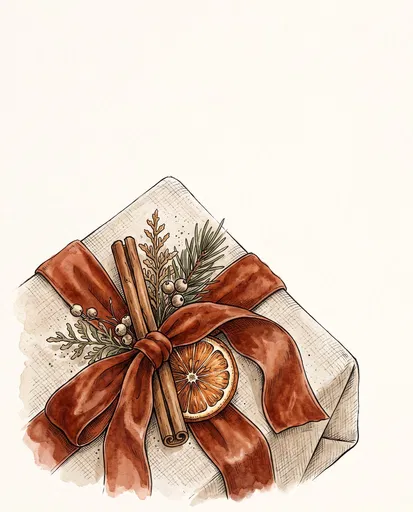 Rustic Watercolor Gift Box Illustration