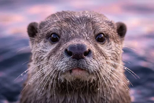 Close-Up of Wet Otter at Twilight