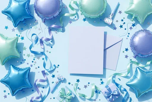 Blue and Mint Party Card Mockup