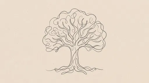 Minimalist Line Art Tree on Beige Paper