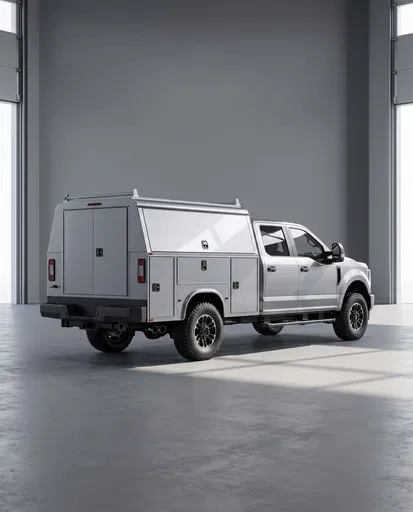 Silver Utility Work Truck in Studio