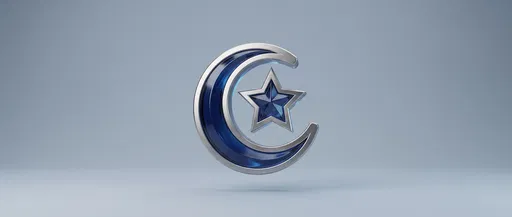 3D Platinum and Sapphire Crescent Star Icon
