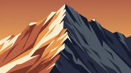 Geometric Mountain Peak at Sunset