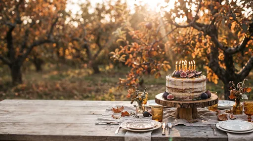 Rustic Fig Birthday Cake in Autumn Orchard