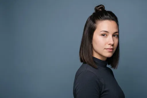 Young Woman With Half-Up Bob Portrait