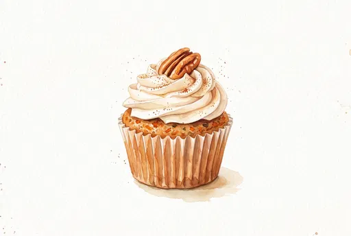 Watercolor Carrot Cake Cupcake Illustration