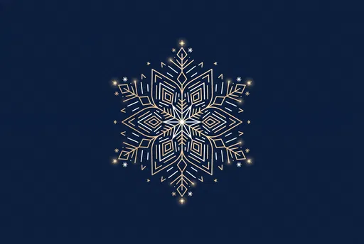 Geometric Gold and White Snowflake Illustration