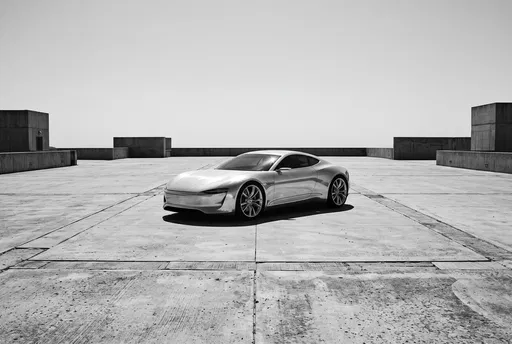 Monochrome Concept Coupe on Concrete Plaza