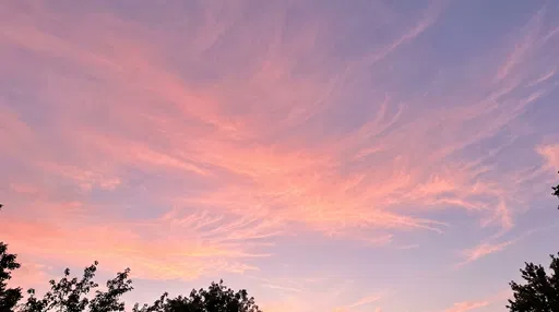 Pink Cirrus Clouds in Twilight Sky