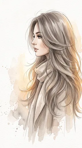 Watercolor Fashion Illustration of Woman in Profile
