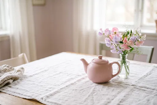 Pastel Pink Teapot and Sweet Peas