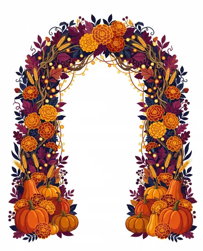Autumn Harvest Archway Clipart with Pumpkins