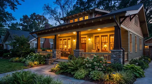 Craftsman Bungalow Exterior at Twilight