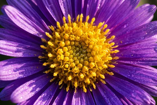 Macro Close-Up of Purple Aster Flower