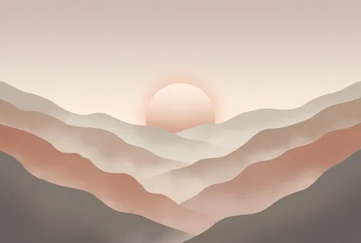 Minimalist Layered Mountains at Sunset