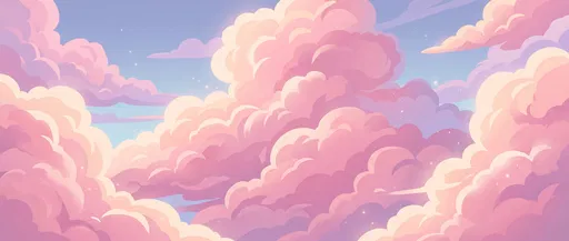 Dreamy Pastel Pink Anime Clouds
