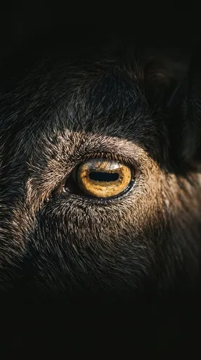 Dramatic Close-Up of Golden Goat Eye