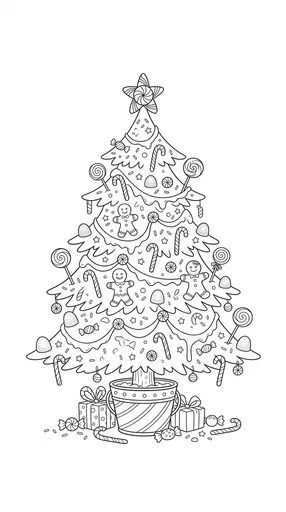 Candy Christmas Tree Coloring Page