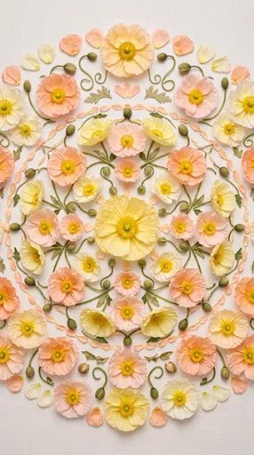 Pastel Poppy Flower Mandala Flat Lay