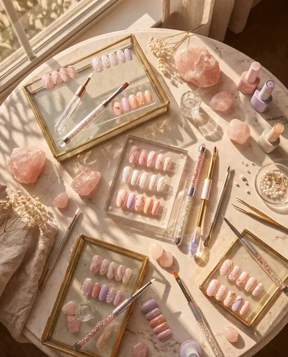 Pastel Press-On Nails Salon Flat Lay