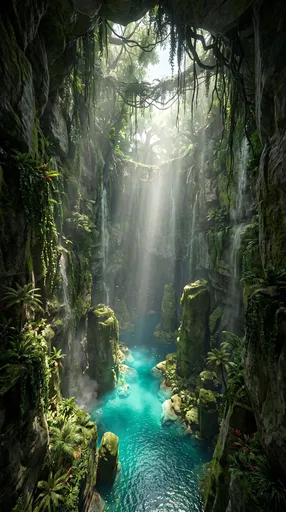 Hidden Turquoise River in Jungle Sinkhole