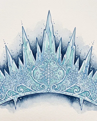 Watercolor Ice Queen Tiara Illustration