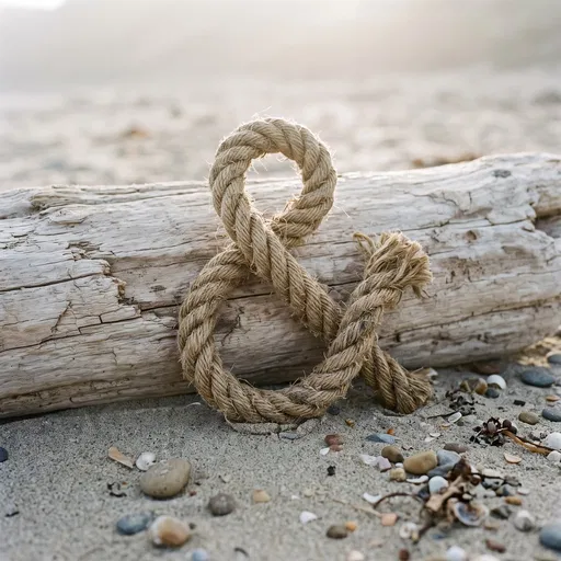 Hemp Rope Ampersand on Beach Driftwood