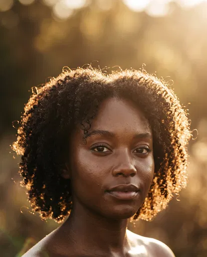 Golden Backlit Portrait of Black Woman