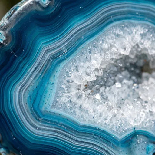 Macro Blue Agate Geode Crystal Slice