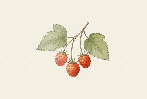 Minimal Botanical Illustration of Salmonberry Sprig