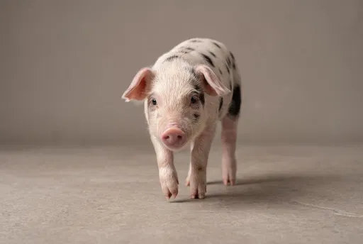 Spotted Piglet Walking in Studio