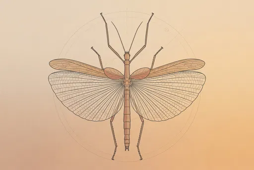 Symmetrical Winged Stick Insect Illustration