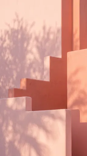 Pastel Pink Stepped Adobe Wall