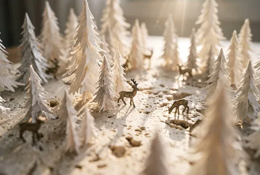 Miniature Paper Forest and Brass Deer
