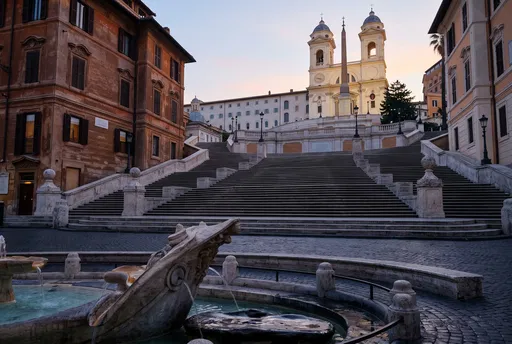 Empty Spanish Steps at Dawn in Rome