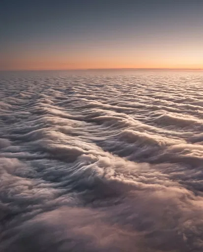 Aerial View of Rolling Sunset Clouds