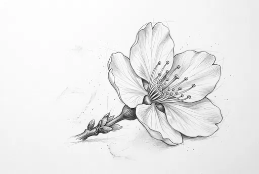 Graphite Pencil Cherry Blossom Sketch