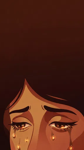 Warm Illustration of Sorrowful Crying Eyes