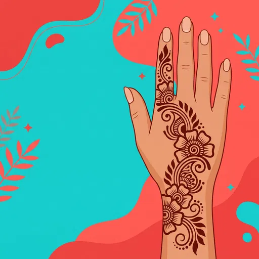 Hand With Floral Arabic Mehndi Illustration