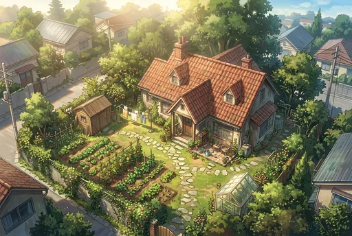 Cozy Anime House With Garden