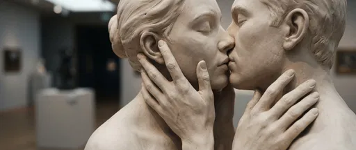 Porcelain Sculpture of Couple Kissing