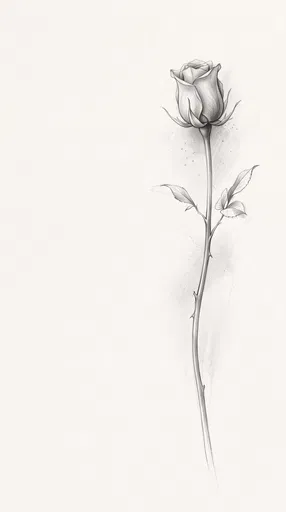 Minimalist Graphite Rose Bud Drawing