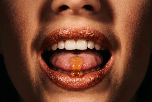 Close-Up of Bronze Lips with Honey