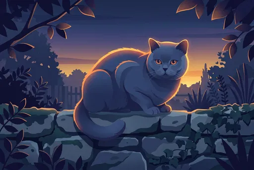 British Shorthair Cat on Stone Wall
