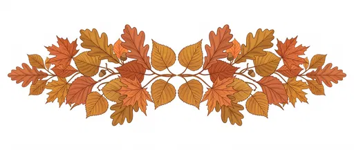 Symmetrical Autumn Leaves Horizontal Divider Illustration