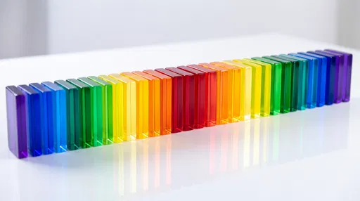 Row of Colorful Translucent Acrylic Blocks