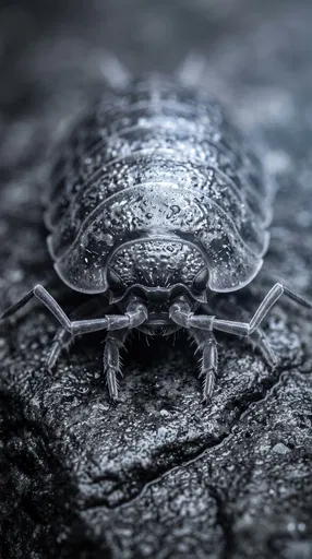 Macro Close-Up of Monochrome Woodlouse