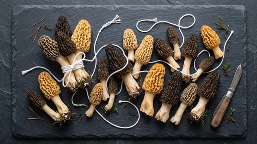 Fresh Morel Mushrooms on Dark Slate