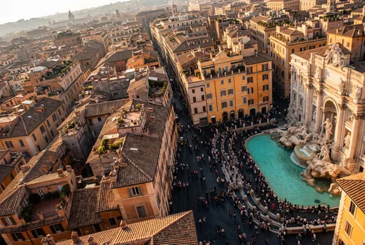 Aerial View of Trevi Fountain in Rome